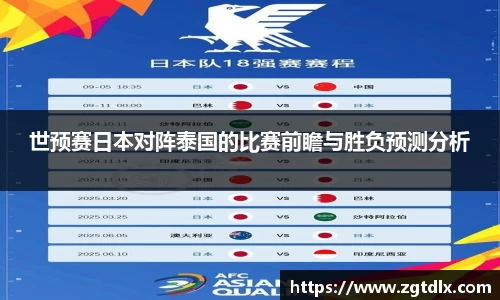 世预赛日本对阵泰国的比赛前瞻与胜负预测分析